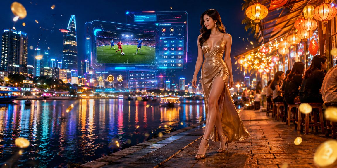 Không khí sôi động tại chợ đêm TP.HCM với màn hình casino và cược thể thao trên điện thoại
